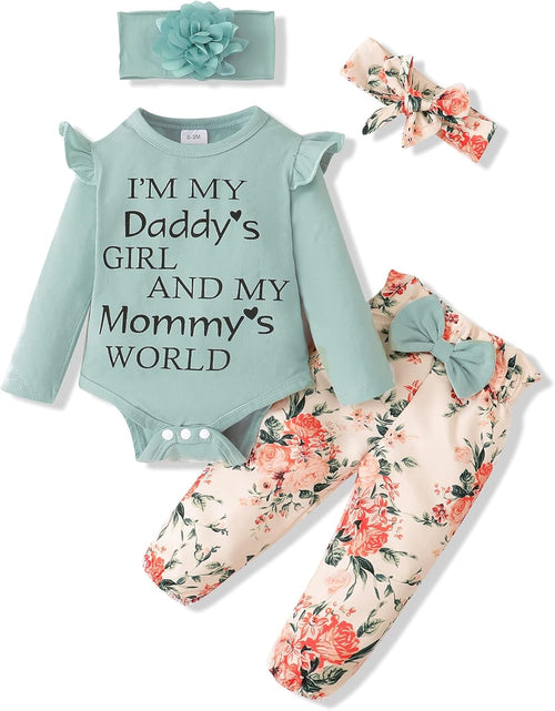 Infant Baby Girl Floral Ruffle Romper and Pants Set - 4-Piece Toddler Outfit
