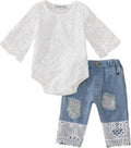 Toddler Baby Girl Clothing Set: Romper Top and Jeans Outfit