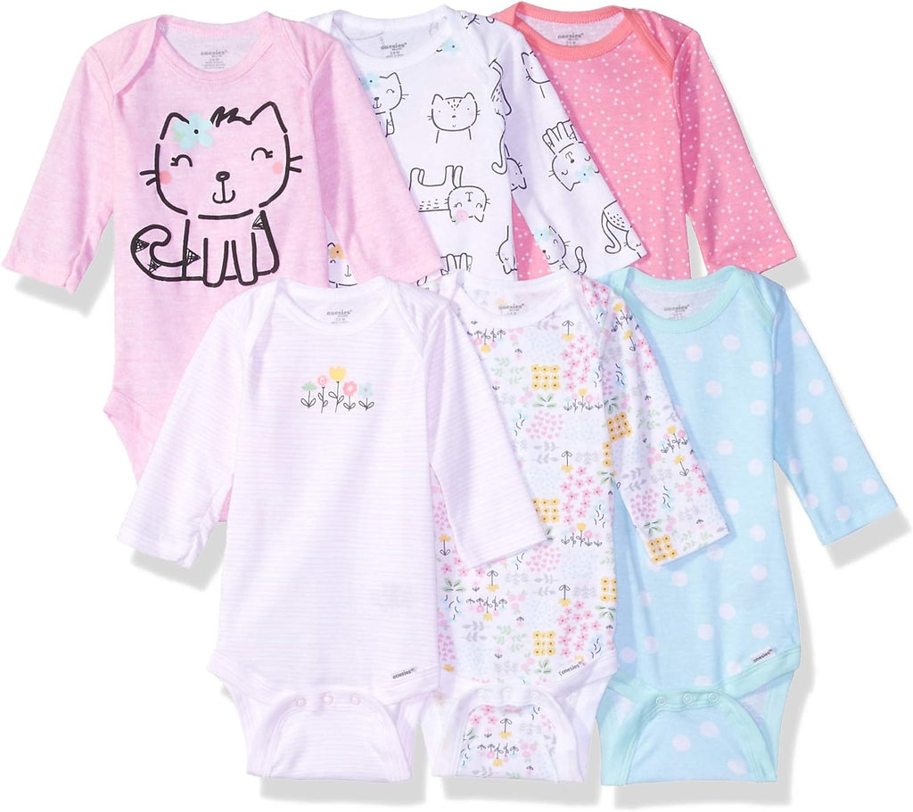 Unisex Baby Long Sleeve Bodysuits - 6-Pack