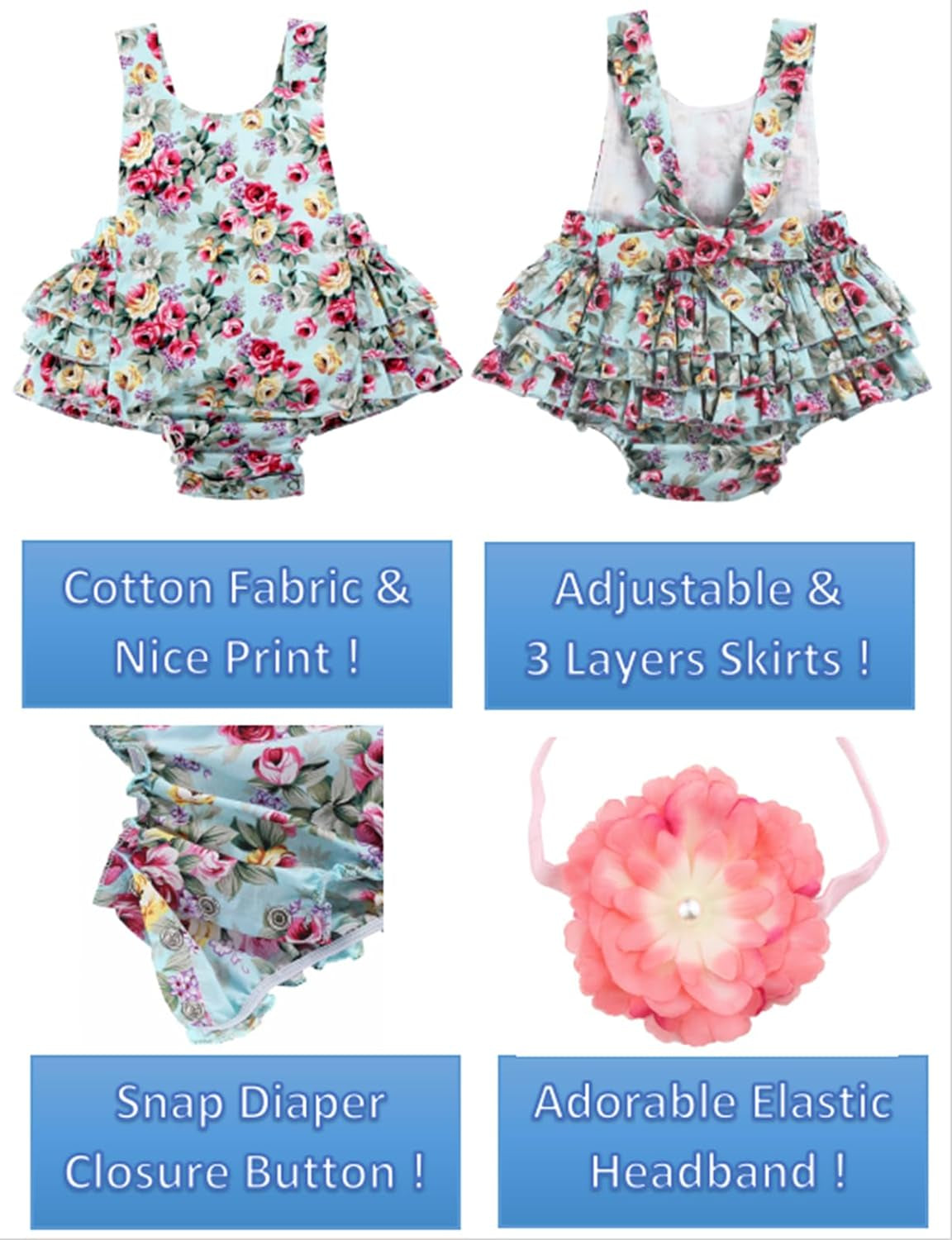 Floral Print Ruffled Romper for Baby Girls - Summer Collection