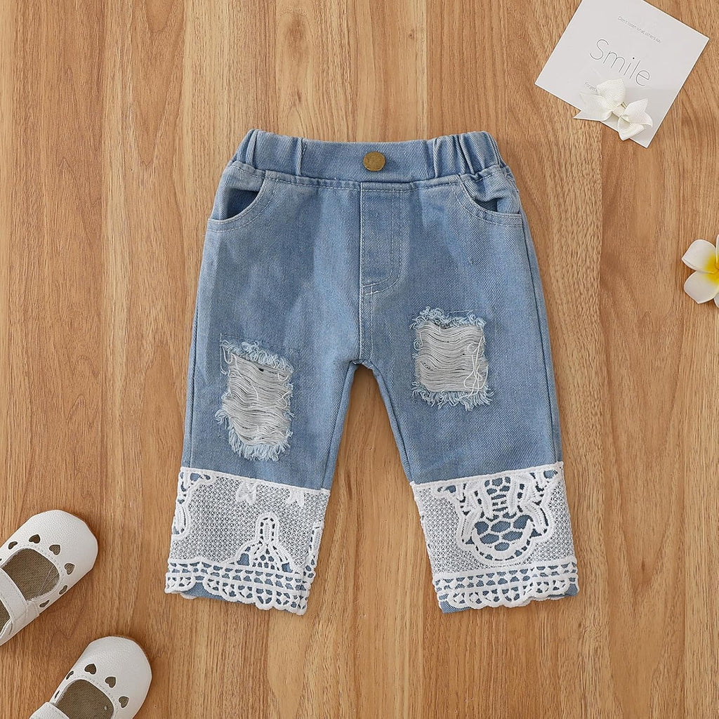 Toddler Baby Girl Clothing Set: Romper Top and Jeans Outfit