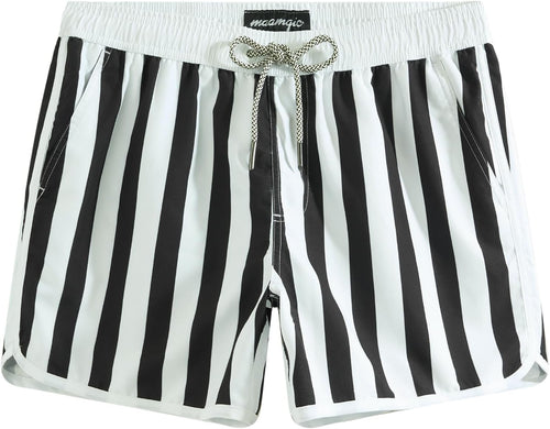 Men's Vintage 80s 90s Swim Trunks with Mesh Lining - Quick Dry Board Shorts