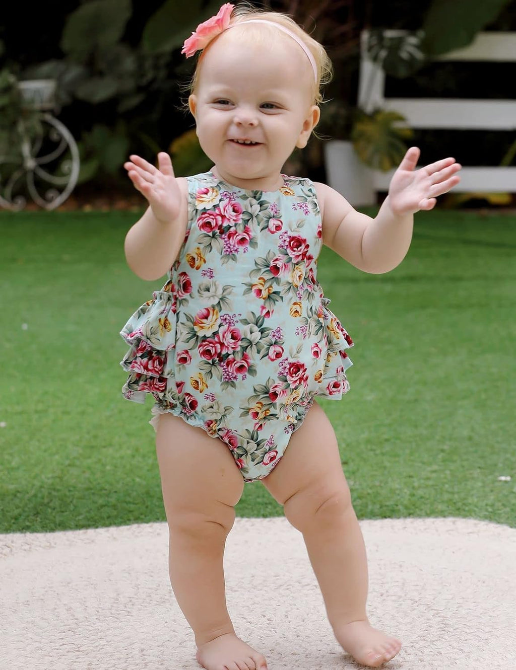 Floral Print Ruffled Romper for Baby Girls - Summer Collection